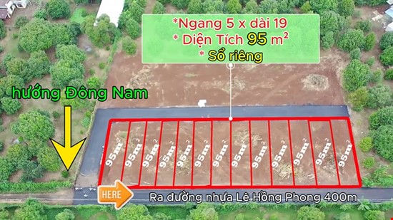 Đất thổ cư 2 mặt tiền đường nhựa, 1 sẹc Lê Hồng Phong, P Hàng Gòn, Giá chỉ 10tr/m vuông