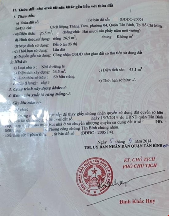 33m2 Cách mạng tháng 8, hẻm 4m, 2 mặt hẻm, 3ty94